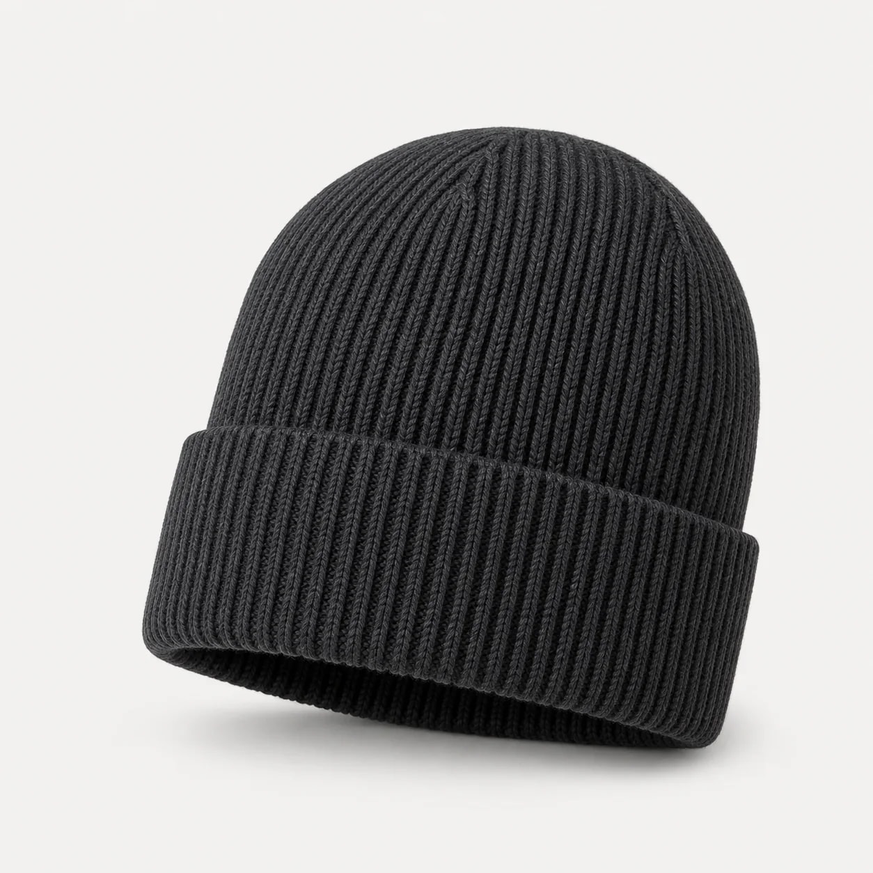 Charcoal rib-knit beanie